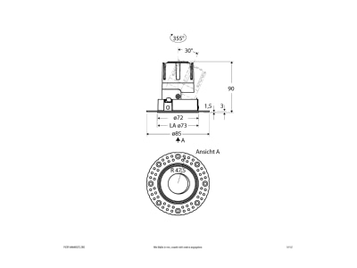 Dimensional drawing EVN F03R14AM0627L38D Downlight spot floodlight