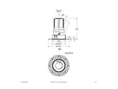 Dimensional drawing EVN F03R14AM1330L24P Downlight spot floodlight
