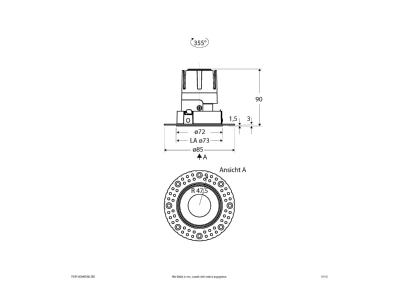 Dimensional drawing EVN F03R14SM0630L38D Downlight spot floodlight
