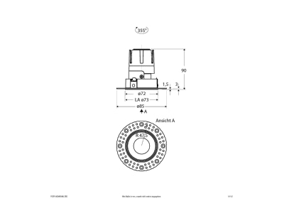 Dimensional drawing EVN F03R14SM0640L38D Downlight spot floodlight