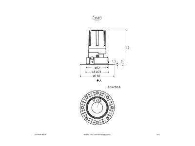 Dimensional drawing EVN F03R14SM1340L24D Downlight spot floodlight