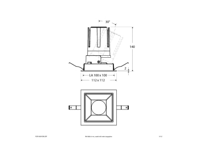 Dimensional drawing EVN F03R14SM1830L38P Downlight spot floodlight