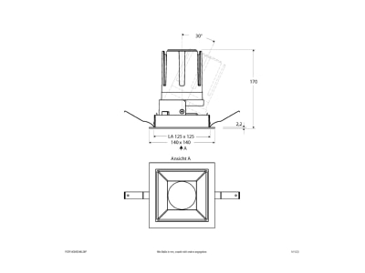 Dimensional drawing EVN F03R14SM2540L24P Downlight spot floodlight
