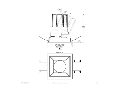 Dimensional drawing EVN F03R14SM3840L55D Downlight spot floodlight