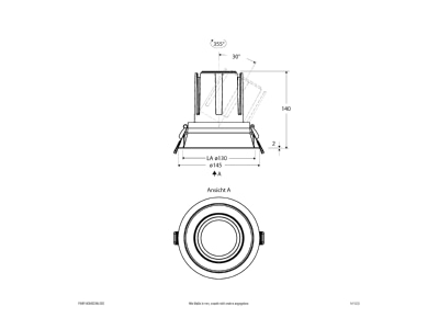 Dimensional drawing EVN F04R14SM2530L55D Downlight spot floodlight