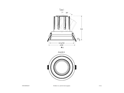 Dimensional drawing EVN F04R14SM3830L55P Downlight spot floodlight