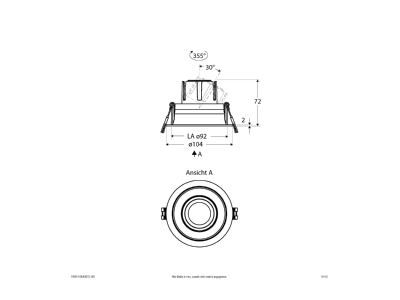 Dimensional drawing EVN F05R11SM0627L15D Downlight spot floodlight