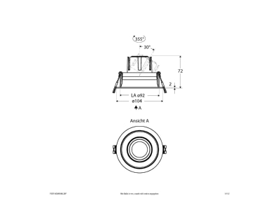 Dimensional drawing EVN F05R14SM0640L24P Downlight spot floodlight