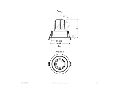 Dimensional drawing EVN F05R14SM1327L55P Downlight spot floodlight