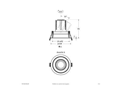 Dimensional drawing EVN F05R14SM1340L24P Downlight spot floodlight