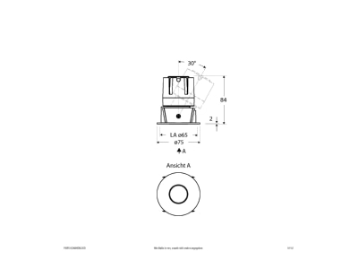Dimensional drawing EVN F06RXXXM0630L55D Downlight spot floodlight