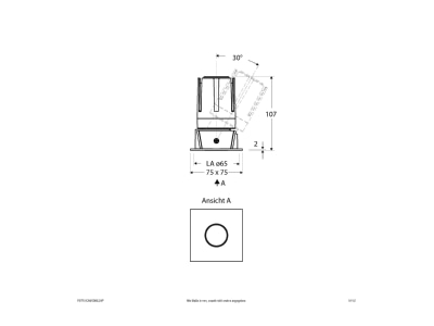 Dimensional drawing EVN F07RXXXM1340L24P Downlight spot floodlight