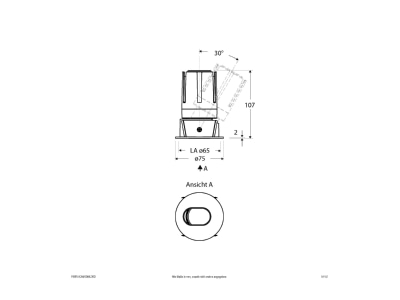 Dimensional drawing EVN F08RXXXM1340L38D Downlight spot floodlight