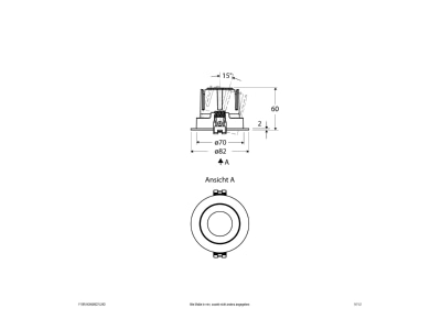 Dimensional drawing EVN F10RXXXM0627L24D Downlight spot floodlight
