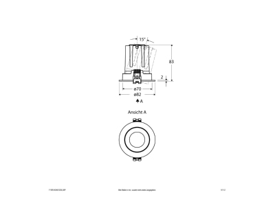 Dimensional drawing EVN F10RXXXM1330L38P Downlight spot floodlight