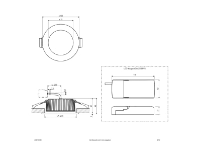 Dimensional drawing EVN L44D101625 Downlight spot floodlight
