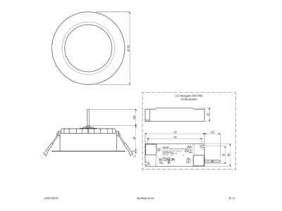 Dimensional drawing EVN LD54150125 Downlight spot floodlight
