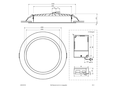 Dimensional drawing EVN LN54350125 Downlight spot floodlight
