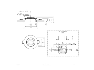 Dimensional drawing EVN PC20N61640 Downlight spot floodlight
