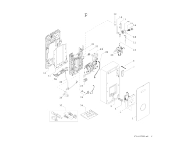 Exploded view Bosch Thermotechnik TR8501i15 1821DESOAB Instantaneous water heater