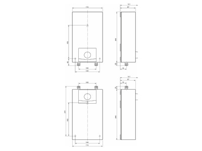 Dimensional drawing Vaillant VED E 11 13 L O Instantaneous water heater 13 5kW