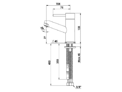 Dimensional drawing KWC Deutschland 117 175 Z 03 Washbasin mixing tap