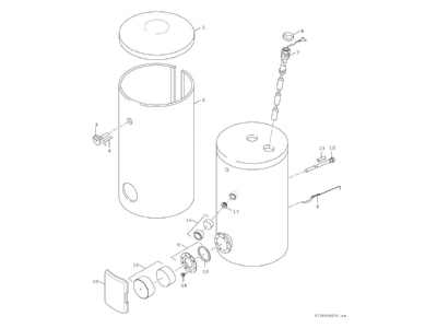 Explosionszeichnung 2 Bosch Thermotechnik WPS390 1EP1C Bival Warmwasserspeicher STORA 343L  silber