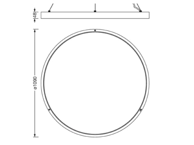 Dimensional drawing Siteco 5PJBI3D1104A Pendant luminaire LED not exchangeable