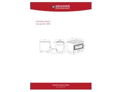 Mazeichnung Oranier FZE 1499 eds Koch Back Station Gas 90cm 