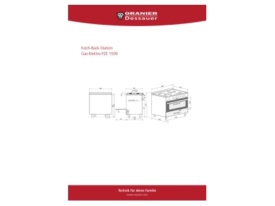 Mazeichnung Oranier FZE 1599 eds Koch Back Station Gas El  90cm 