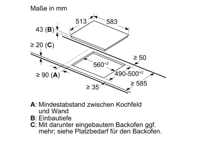 Mazeichnung Siemens MDA EA645GE17 EB Kochfeld iQ100  Flachrahmen 