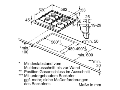 Mazeichnung Siemens MDA EC6A5HB90D EB Autark Gaskochfeld iQ500 