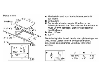 Mazeichnung 1 Siemens MDA EX801LVC1E EB Autark Kochfeld Indukt  iQ700 