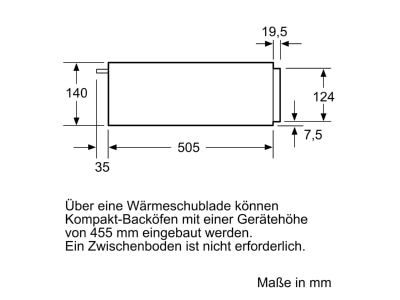 Mazeichnung 2 Siemens MDA BI510CNR0 Waermeschublade iQ500 14cm 