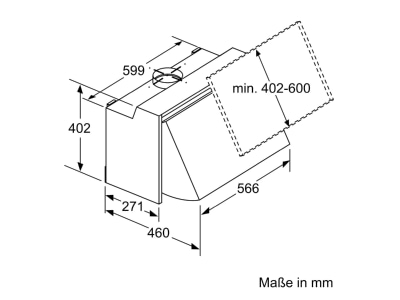 Dimensional drawing 2 Siemens MDA LE63MAC00 Modifiable cooker hood