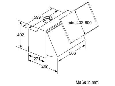Dimensional drawing Siemens MDA LE66MAC00 Modifiable cooker hood