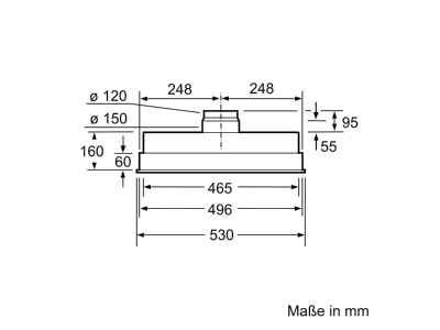Dimensional drawing 2 Siemens MDA LB55565 Modifiable cooker hood
