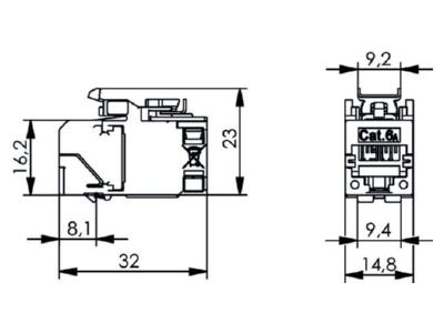 Mazeichnung Telegaertner J00029A6000 AMJ SL Modul Cat 6A  T568A