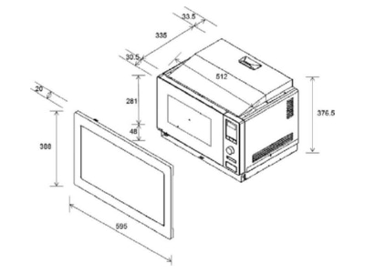 Dimensional drawing 2 Oranier KMG 9802 20 Microwave oven 25l 900W   EB microwave with grill 900 1000W 
