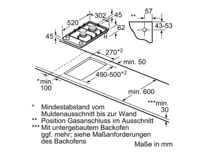 Mazeichnung 5 Siemens MDA ER3A6BB70D EB Autark Gaskochfeld iQ700 