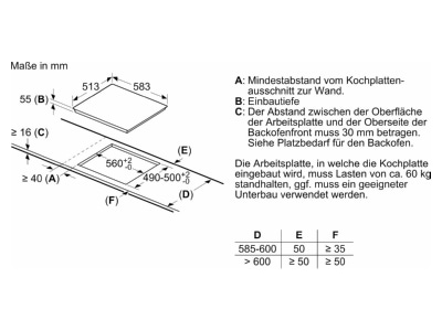 Ma�zeichnung Siemens MDA EH645BFB6E EB Autark Kochfeld Indukt  IQ300 