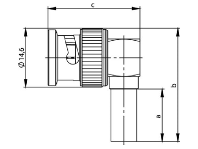 Dimensional drawing Telegaertner J01000A0010 BNC plug connector