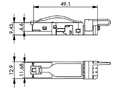 Dimensional drawing Telegaertner J80026A0003 RJ45 8 8  plug