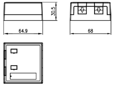 Mazeichnung Telegaertner H02000A0072 Modul Aufnahme 2 fach 68x64  aws