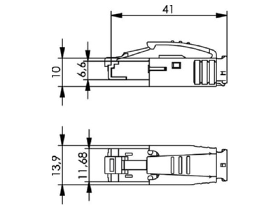 Dimensional drawing 2 Telegaertner J80026A0001 Modular plug
