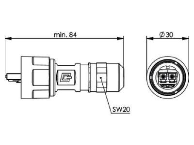 Dimensional drawing Telegaertner J88073A0005 LC Duplex connector