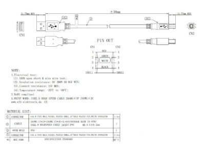 Dimensional drawing EFB Elektronik K5255 1 8 Computer cable 1 8m