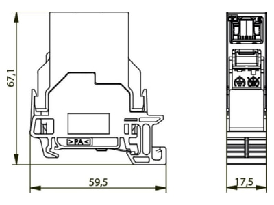 Mazeichnung Telegaertner J80023A0003 STX Tragschienen Verbinder RJ45 Kupplung Cat 6
