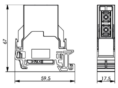 Dimensional drawing Telegaertner H82000A0014 Fibre optic coupler SC duplex