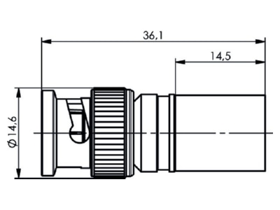Dimensional drawing Telegaertner J01000A0059 BNC plug connector